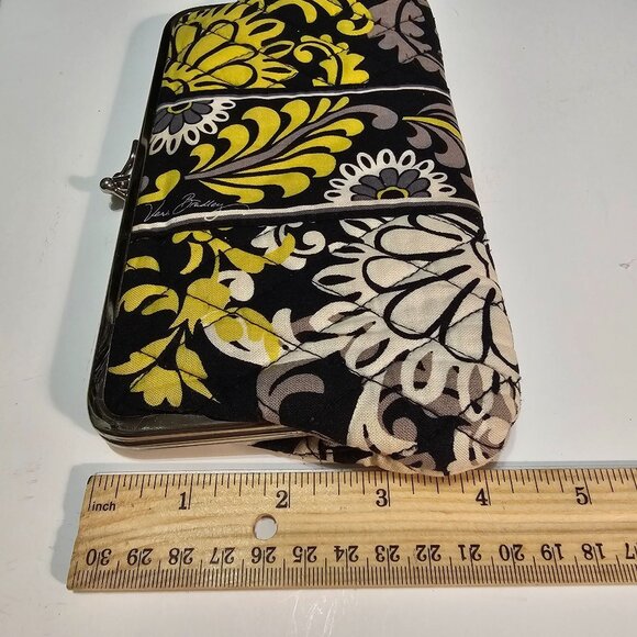 Vera Bradley Retired Baroque Black Yellow White Double Kiss Lock Wallet Clutch - Picture 11 of 13
